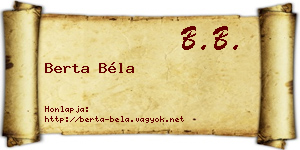 Berta Béla névjegykártya